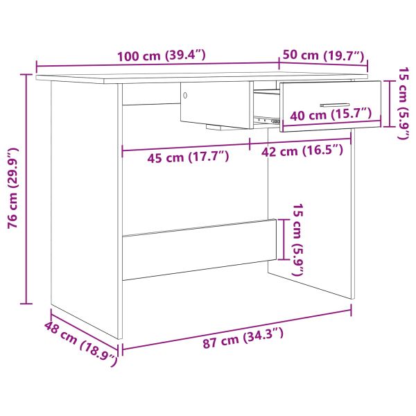 Бюро с чекмедже Черния дъб 100 x 50 x 76 см Инженерно дърво