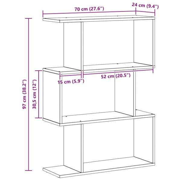 Шкаф за книги Черния дъб 70 x 24 x 97 см Инженерно дърво