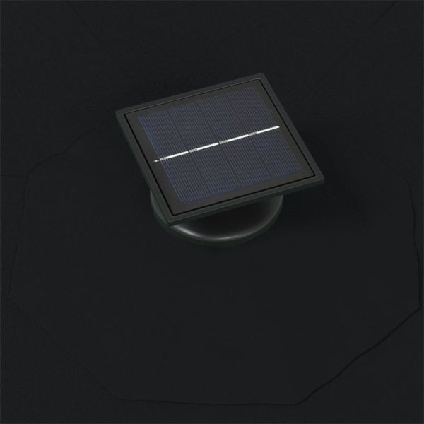 Градински чадър за монтаж на стена, с LED, 300 см, черен