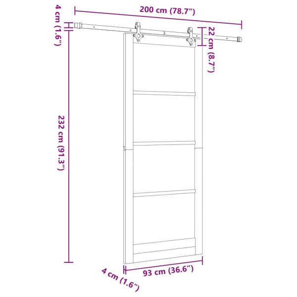 Преплъзваща се врата Естествен 93 x 232 см