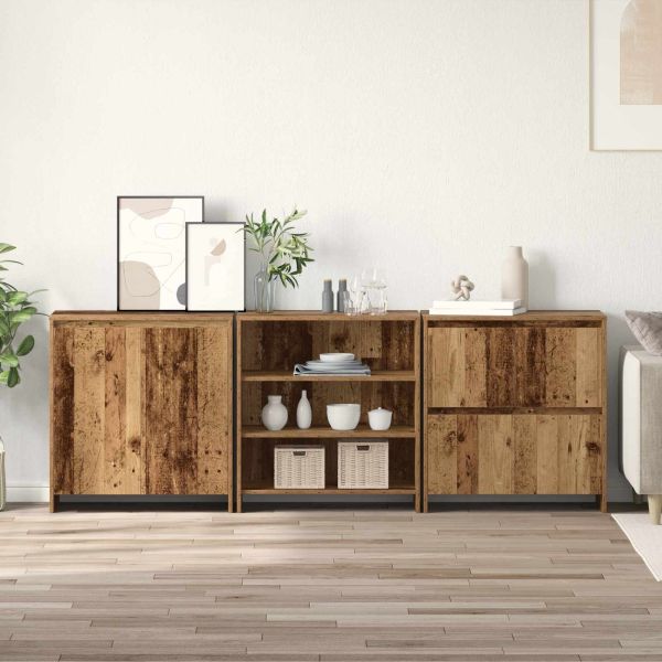 Служебен шкаф 3 pcs Старо дърво 70 x 41 x 75 см Инженерно дърво