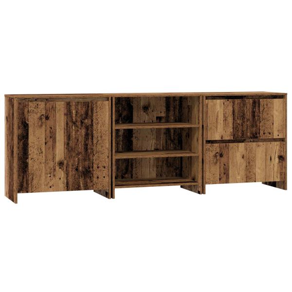 Служебен шкаф 3 pcs Старо дърво 70 x 41 x 75 см Инженерно дърво