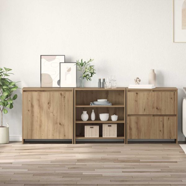 Служебен шкаф 3 pcs Дъб 70 x 41 x 75 см Инженерно дърво