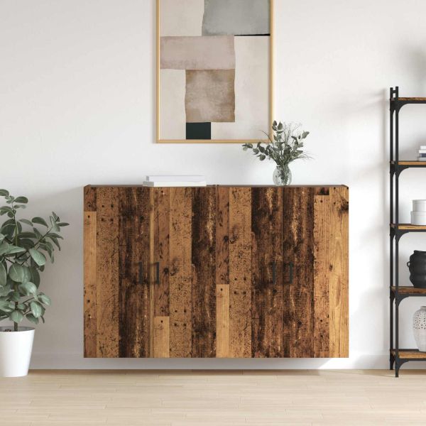 Стенно шкафче 2 pcs Старо дърво 69,5 x 34 x 90 см