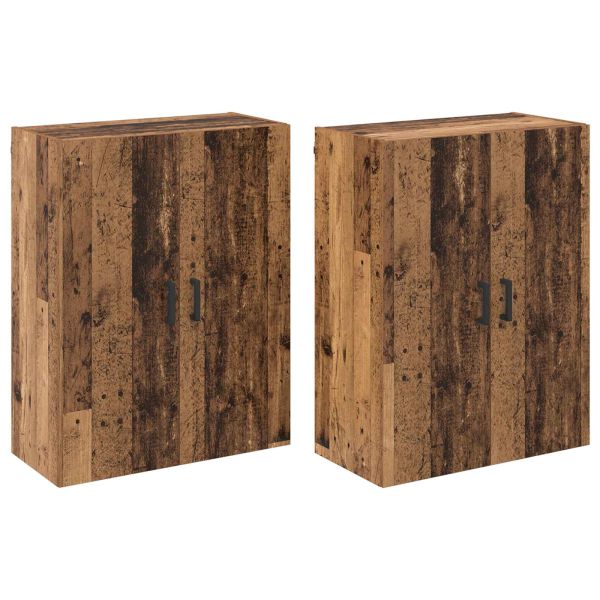 Стенно шкафче 2 pcs Старо дърво 69,5 x 34 x 90 см