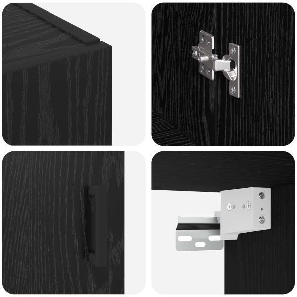 Стенно шкафче 2 pcs Черния дъб 69,5 x 34 x 90 см