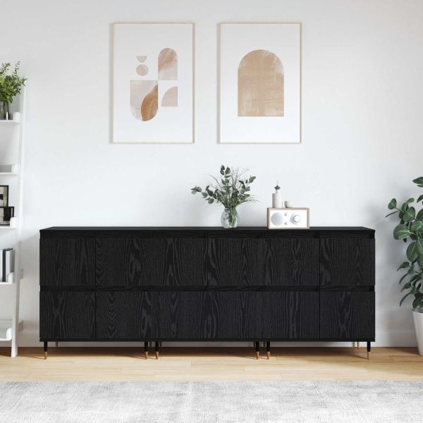 Шкаф за съхранение 3 pcs Черния дъб 60 x 35 x 70 cm