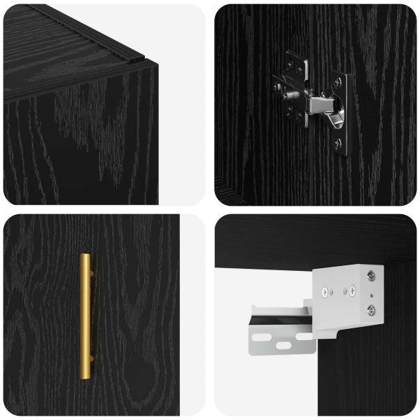 Стенно шкафче 2 pcs Черния дъб 69,5 x 34 x 90 см