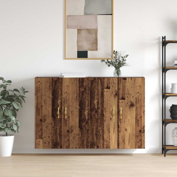 Стенно шкафче 2 pcs Старо дърво 69,5 x 34 x 90 см
