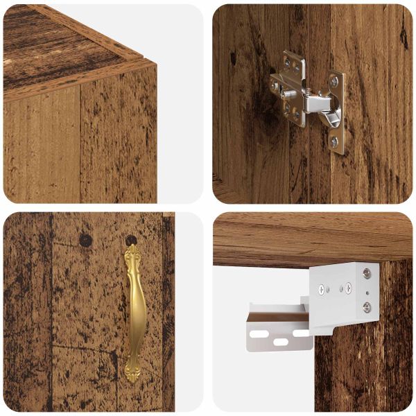 Стенно шкафче 2 pcs Старо дърво 69,5 x 34 x 90 см