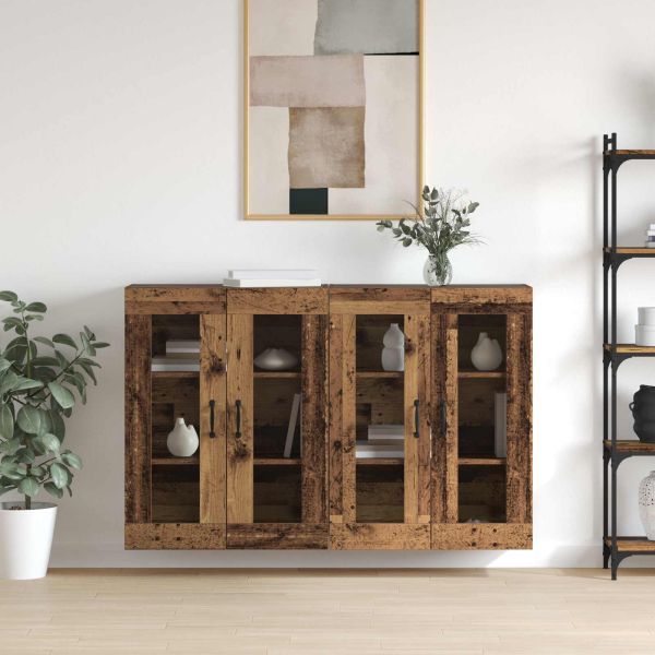 Стенни шкафове 2 pcs Старо дърво 69,5 x 34 x 90 см