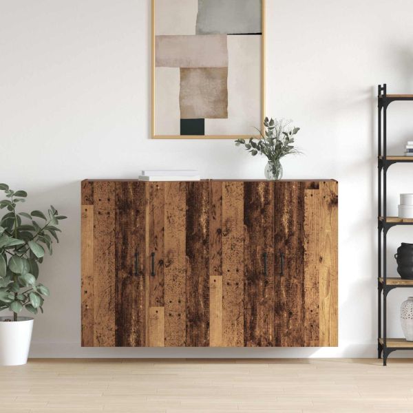 Стенно шкафче 2 pcs Старо дърво 69,5 x 34 x 90 см
