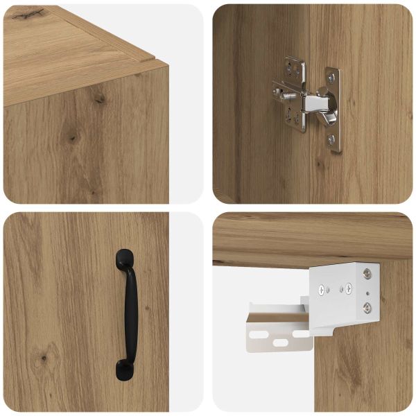 Стенно шкафче 2 pcs Дъб 69,5 x 34 x 90 см Инженерно дърво