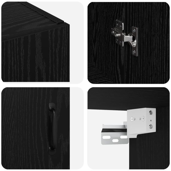 Стенно шкафче 2 pcs Черния дъб 69,5 x 34 x 90 см