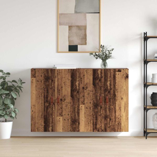 Стенно шкафче 2 pcs Старо дърво 69,5 x 34 x 90 см