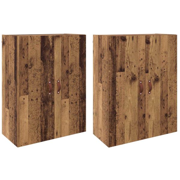 Стенно шкафче 2 pcs Старо дърво 69,5 x 34 x 90 см