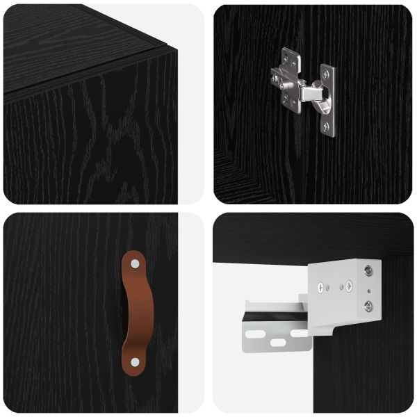 Стенно шкафче 2 pcs Черния дъб 69,5 x 34 x 90 см
