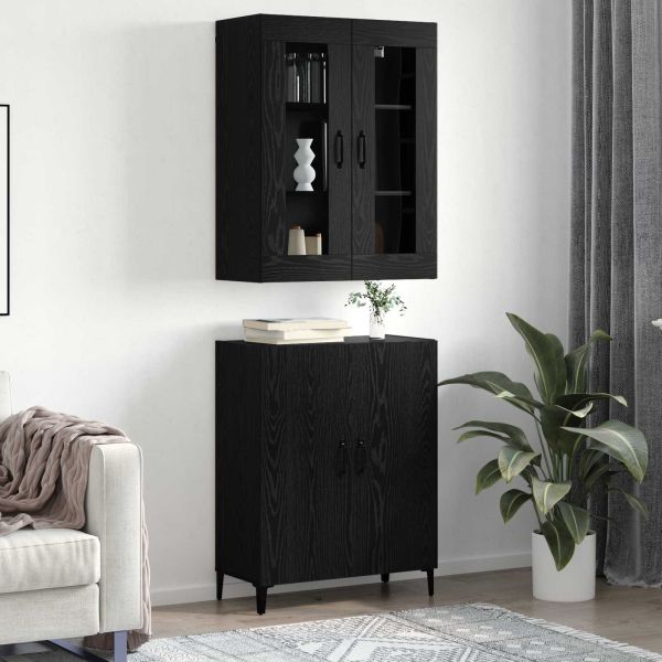 Висок шкаф 2 pcs Черния дъб Инженерно дърво