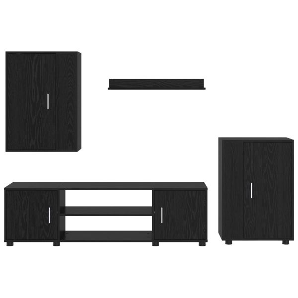 Комплект ТВ шкаф 4 pcs Черния дъб Инженерно дърво