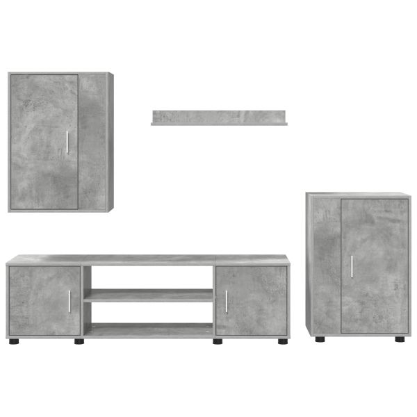 Комплект ТВ шкаф 4 pcs Циментено сиво Инженерно дърво
