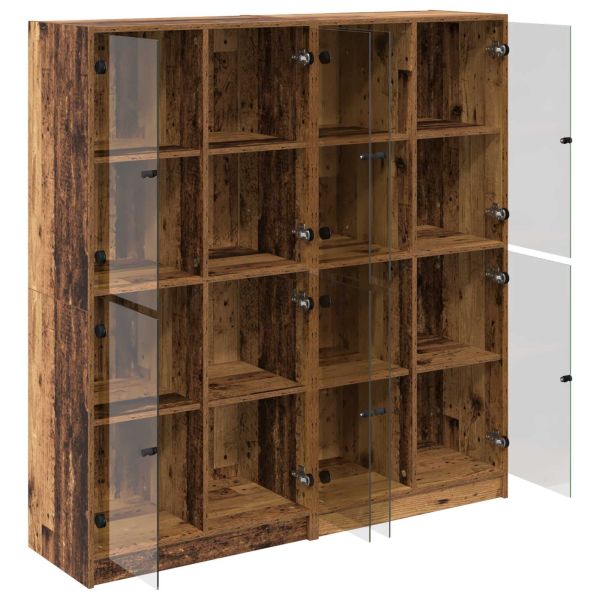 Висок шкаф 2 pcs Старо дърво 68 x 37 x 142 см Инженерно дърво