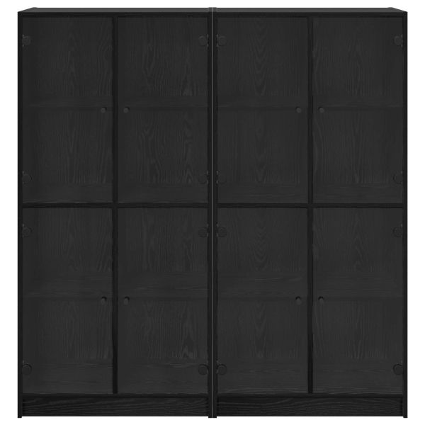 Висок шкаф 2 pcs Черния дъб 68 x 37 x 142 см Инженерно дърво