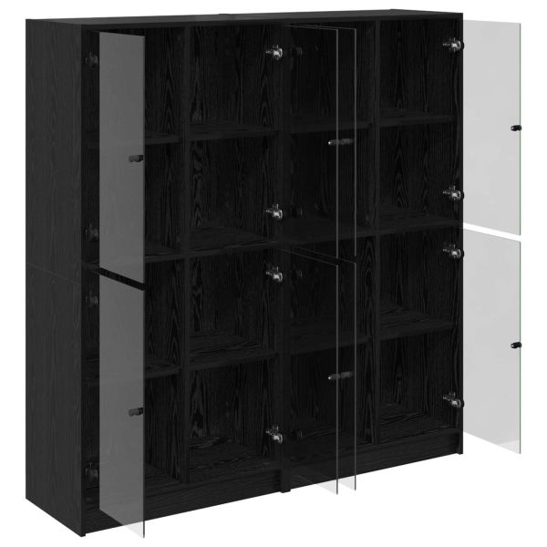 Висок шкаф 2 pcs Черния дъб 68 x 37 x 142 см Инженерно дърво