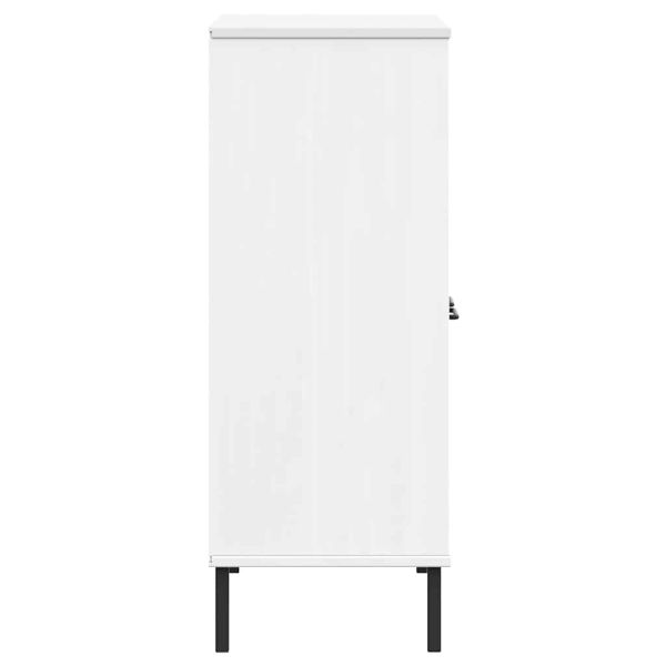 Библиотека с метални крака бяла 90x35x90,5 см дърво масив OSLO