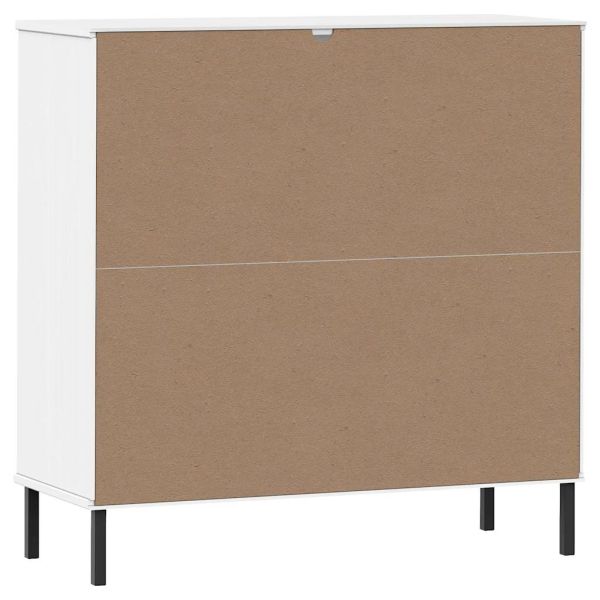 Библиотека с метални крака бяла 90x35x90,5 см дърво масив OSLO
