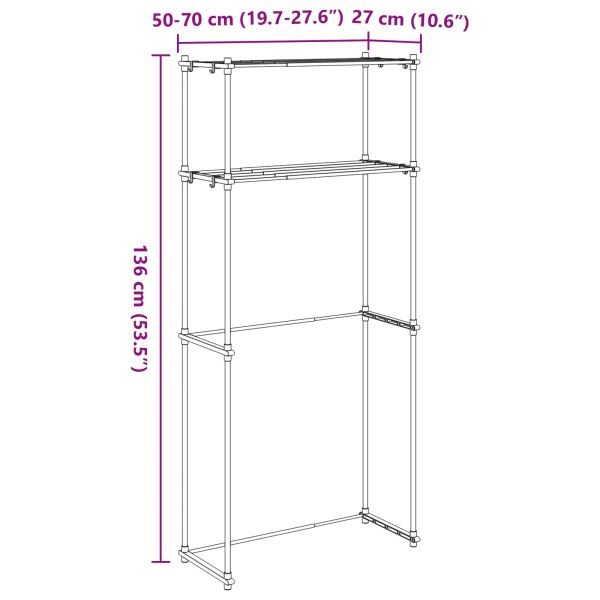 Етажерка за перална машина Бяло 70 x 27 x 136 см Алуминий