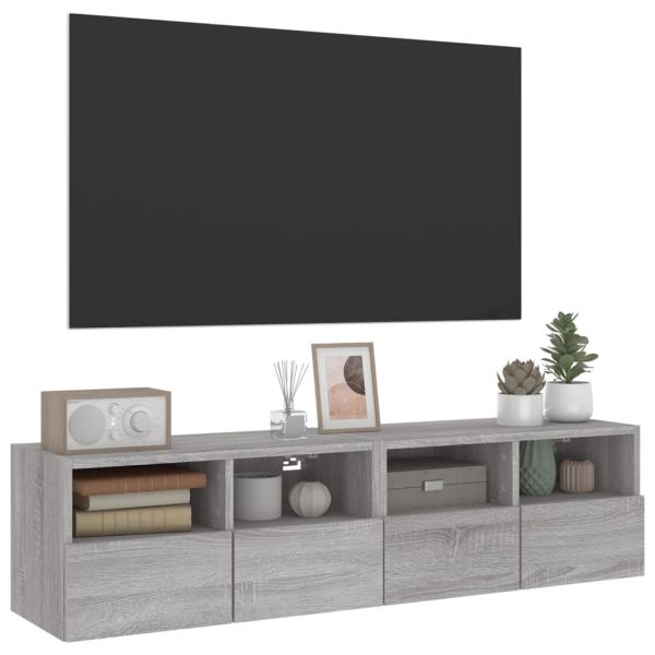 Стенни ТВ шкафове 2 бр сив сонома 60x30x30 см инженерно дърво