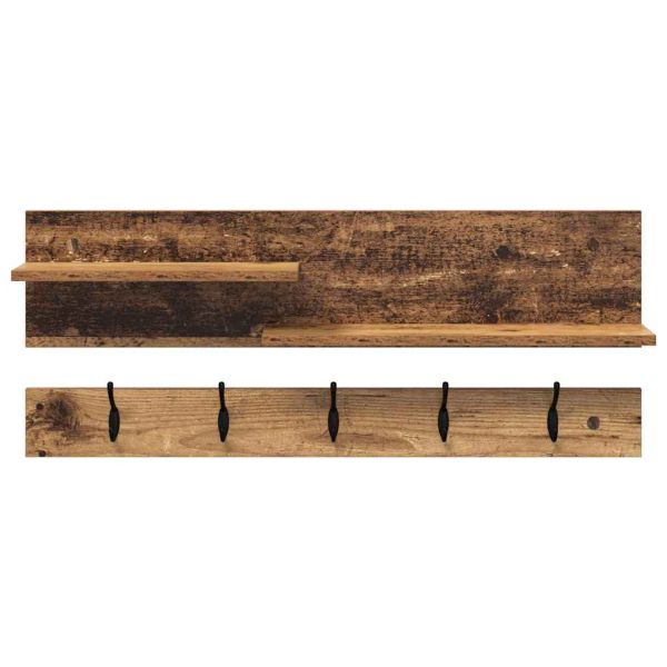 Стенен закачалка за палта с рафт Старо дърво 90 x 15 x 36 см