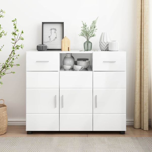 Дървен шкаф Лъскаво бяло 88,5 x 30,5 x 73 см Инженерно дърво