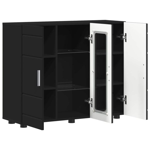 Дървен шкаф Черно 88,5 x 30,5 x 73 см Инженерно дърво