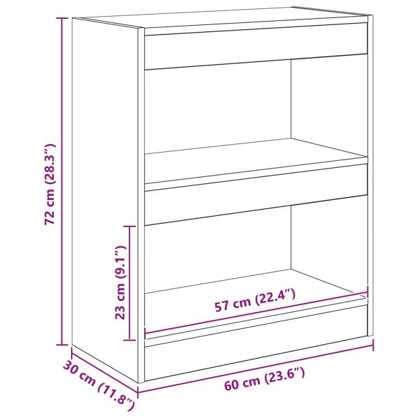 Шкаф за книги Черния дъб 60 x 30 x 72 см Инженерно дърво