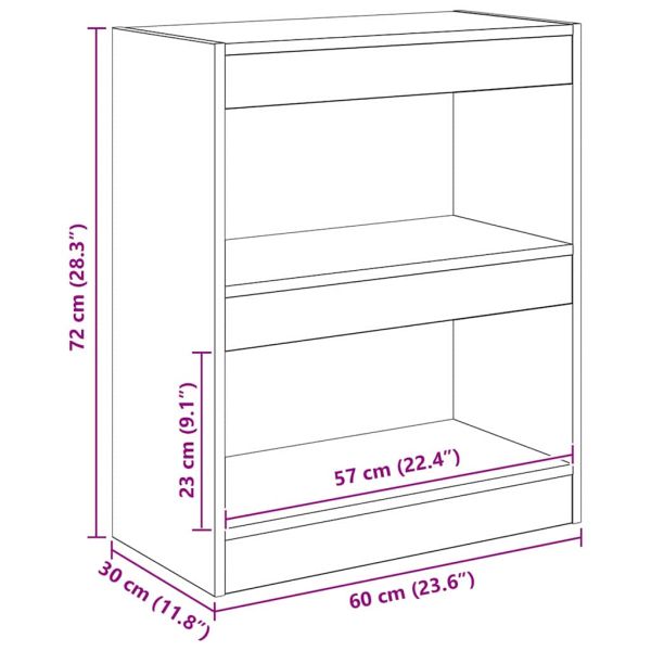 Шкаф за книги Черния дъб 60 x 30 x 72 см Инженерно дърво