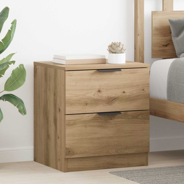 Нощен шкаф с чекмедже 2 pcs Дъб 45 x 39 x 50 см Инженерно дърво