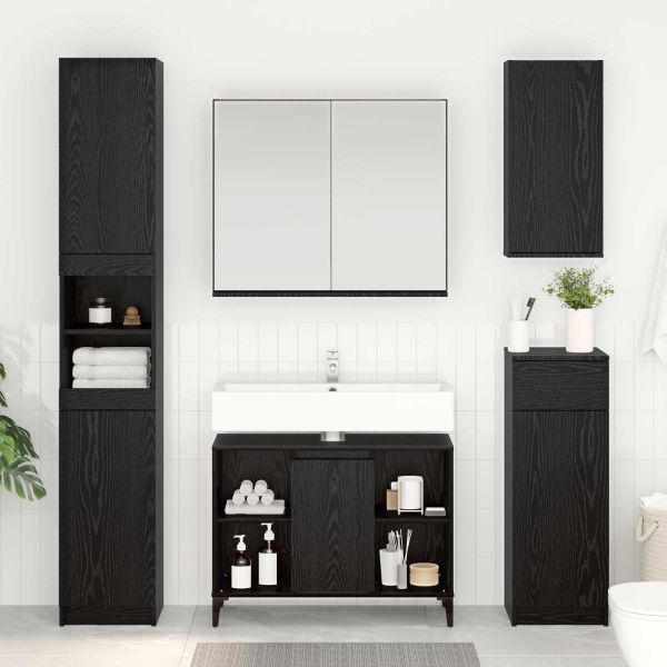 Шкаф за мивка с рафт със съхранение Черния дъб 80 x 33 x 60 см