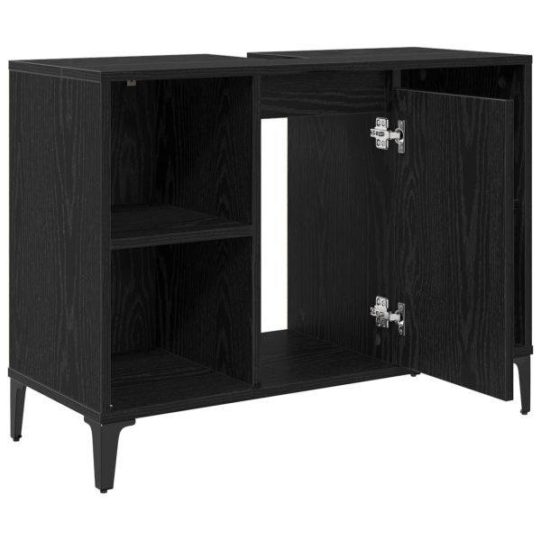 Шкаф за мивка с рафт със съхранение Черния дъб 80 x 33 x 60 см