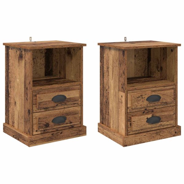 Нощен шкаф 2 pcs Старо дърво 36 x 43 x 60 см Инженерно дърво