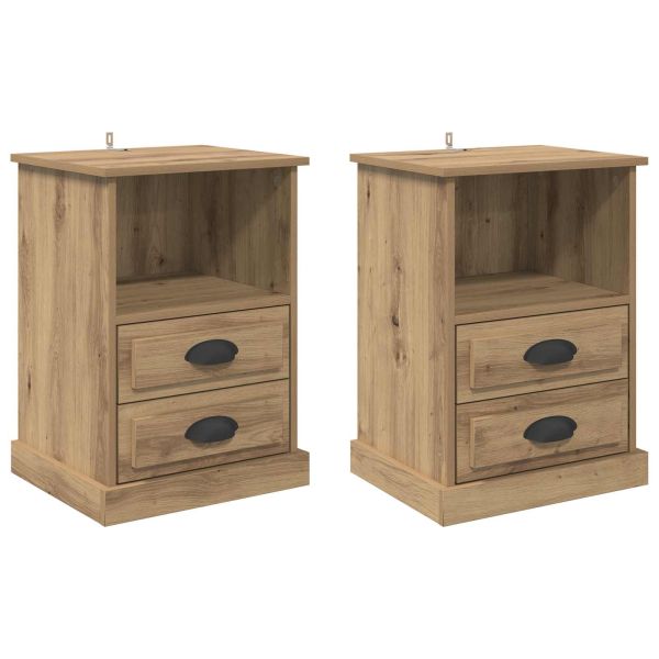 Нощен шкаф с чекмедже 2 pcs Дъб 36 x 43 x 60 см Инженерно дърво
