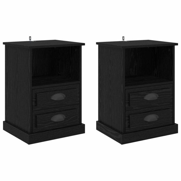 Нощен шкаф 2 pcs Черния дъб 36 x 43 x 60 см Инженерно дърво