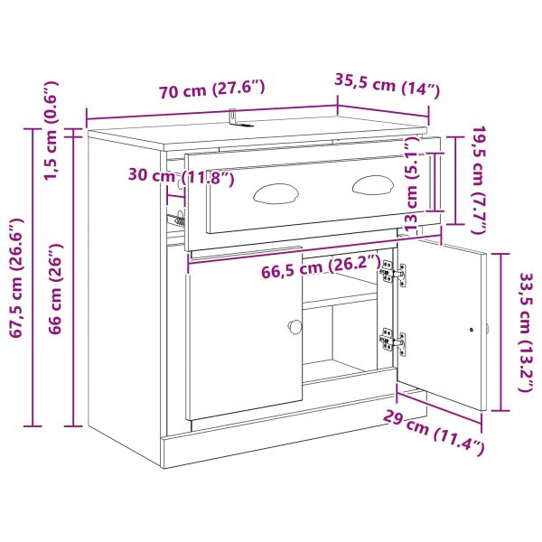 Висок шкаф с чекмедже Дъб 70 x 35,5 x 67,5 см Инженерно дърво
