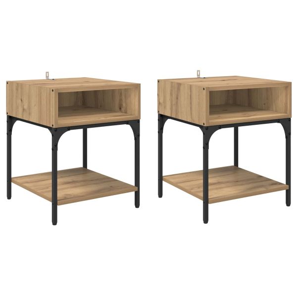 Нощно шкафче 2 pcs Дъб 40 x 40 x 50 cm Инженерно дърво