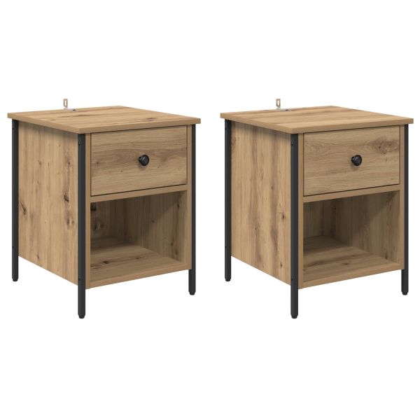 Нощен шкаф с чекмедже 2 pcs Дъб 40 x 42 x 50 cm Инженерно дърво