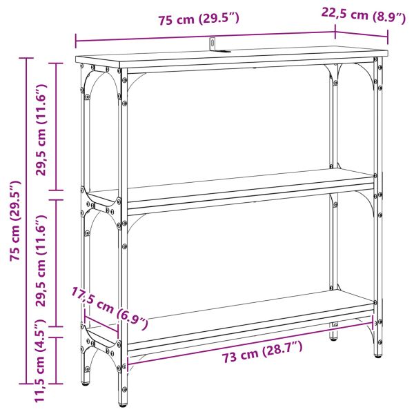 Конзолна маса Черния дъб 75 x 22,5 x 75 см Инженерно дърво