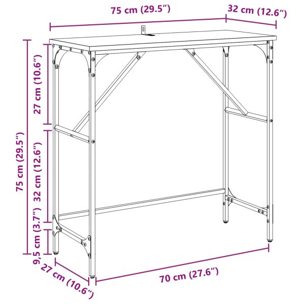 Конзолна маса Черния дъб 75 x 32 x 75 см Инженерно дърво