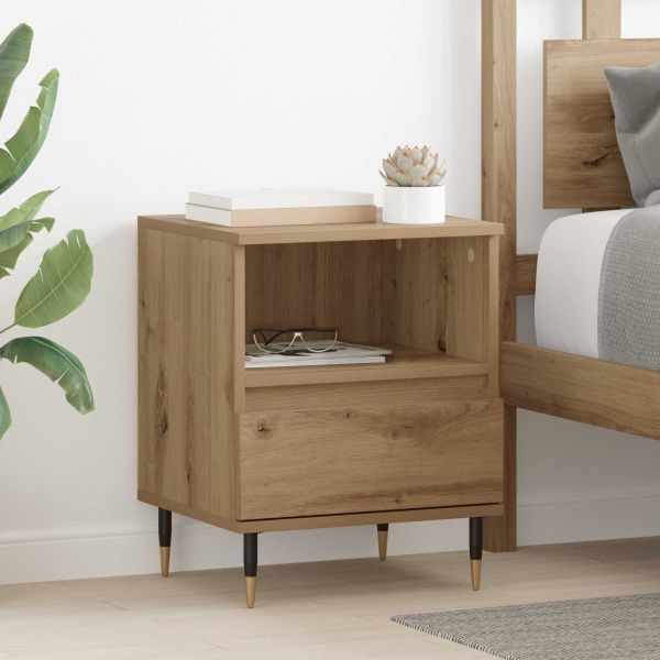 Нощен шкаф с чекмедже 2 pcs Дъб 40 x 35 x 50 см Инженерно дърво