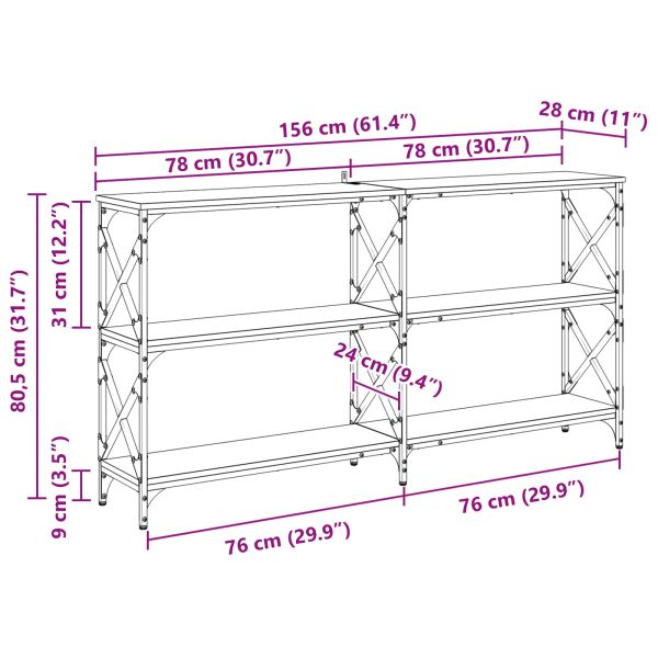 Конзолна маса Черния дъб 156 x 28 x 80,5 см Инженерно дърво