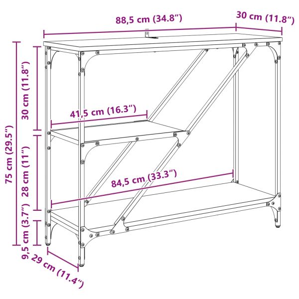 Конзолна маса Черния дъб 88,5 x 30 x 75 см Инженерно дърво